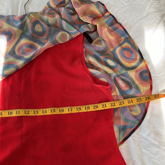 Lindi women’s pull over multicolor top double layer print boat neck semi sheer L - Picture 11 of 13